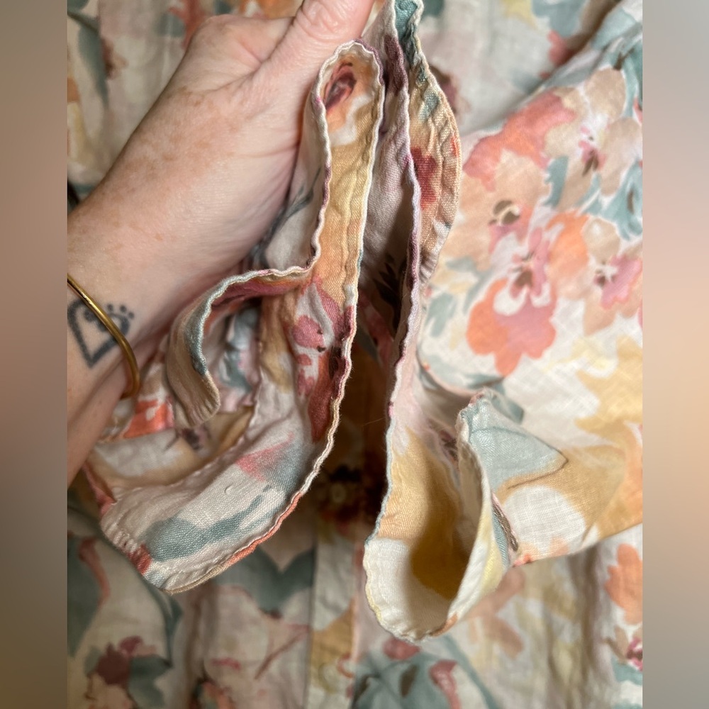 Ralph Lauren Green Label Floral Print Linen Button Down Shirt Tunic large XL - Picture 6 of 8
